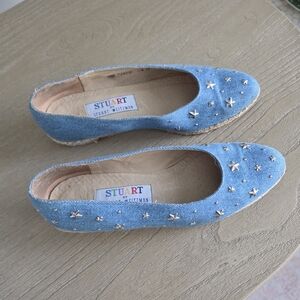Stuart Weitzman Blue Jean Star Wedges Size 7.5